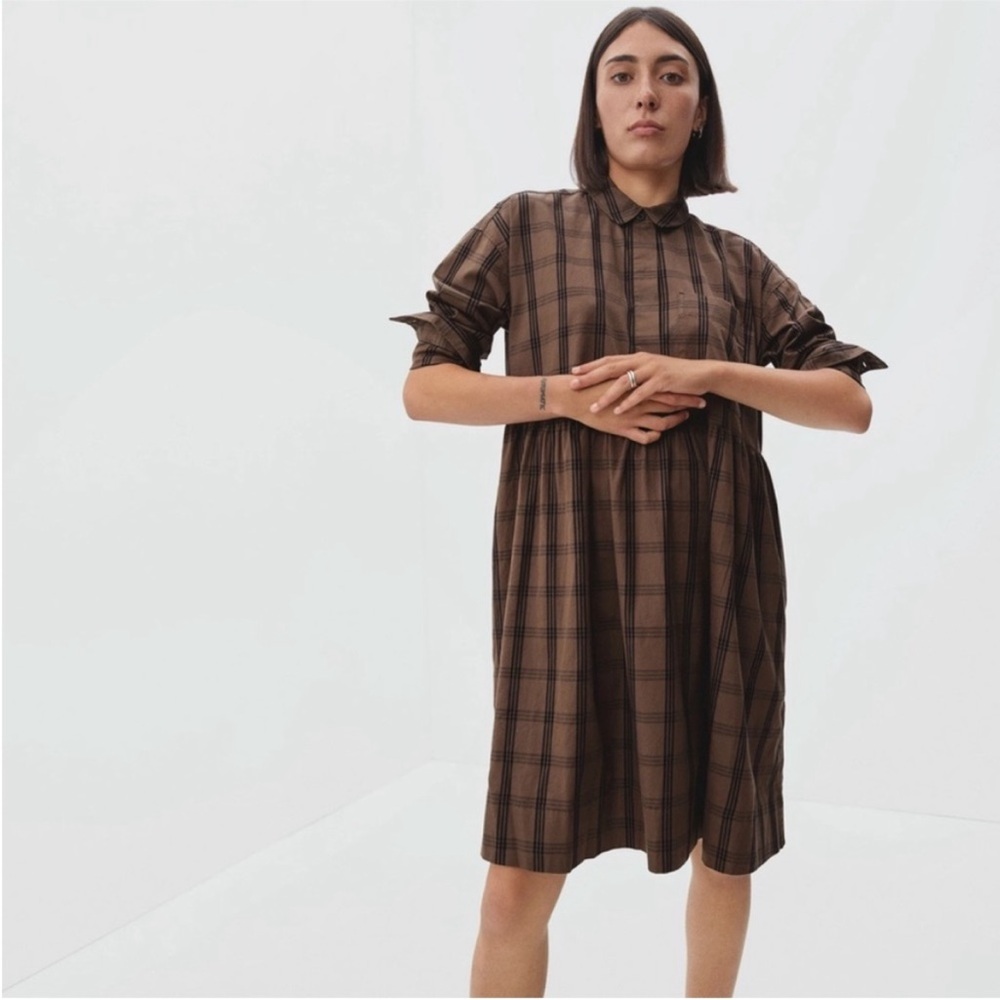 Everlane ‘The Field’ Shirt Dress in Mocha Plaid